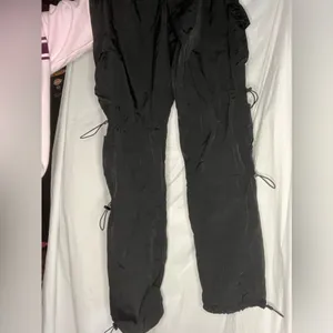 Like New The Chloe Nylon parachute pants by Garage size small in black, sold out thumbnail 6