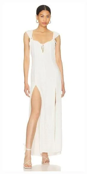 LPA Gabriella Eyelet Maxi Dress in Coconut Milk Medium thumbnail 1