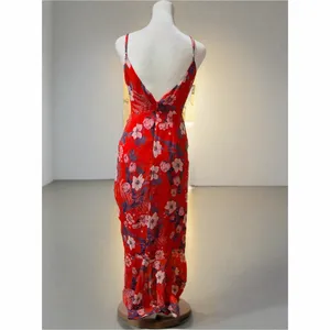 ASTR The Label Dress Womens XS Red Floral Faux Wrap Midi Ruched Side Tie thumbnail 9