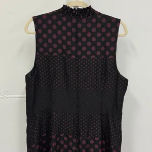 Who What Wear Dark Polka Dot Sleeveless Midi‎ Dress XXL Smocked Whimsical Retro thumbnail 7