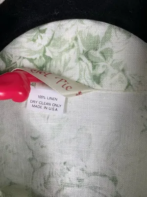 Angel Pie Linen Shirt S/M Green Floral Lagenlook Oversized Boho USA Made thumbnail 8