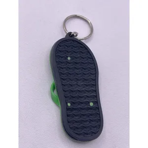 Sandal Flip Flop Keychain Metal Pin Silver Tone‎ Beach Ocean Hibiscus thumbnail 2