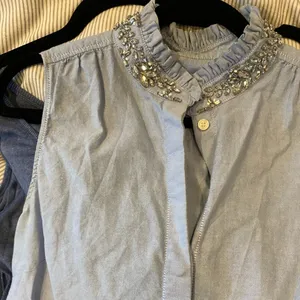 J.Crew Crystal Collar Sleeves Jean Shirt thumbnail 4