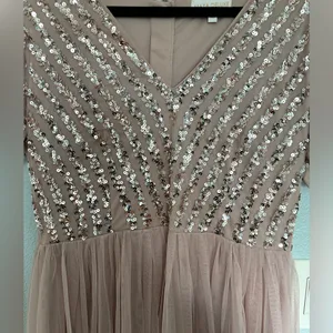 Pink Sequined Tulle Bridesmaid Dress thumbnail 4