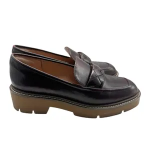 Nordstrom Notorie Burgundy Leather Chunky Platform Loafers Size 8.5 thumbnail 3