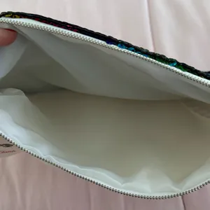 NWT Chloe Alexis Multicolor Sequin Clutch cosmetic bag size 10x7 boho maximalist thumbnail 8