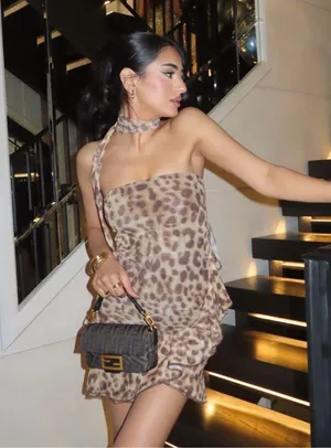 Zara Dress mini mesh sheer animal print Leopard Print Strapless Dress thumbnail 5