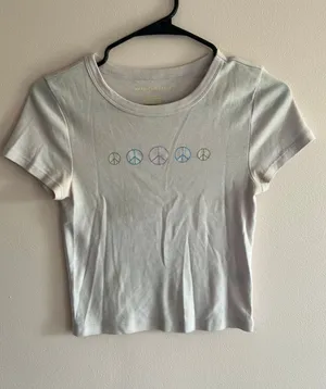 american eagle lavender peace sign embroidered tee thumbnail 1