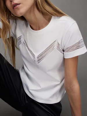 ALLSAINTS Lina Lace Tee T-Shirt White Size 4 thumbnail 1