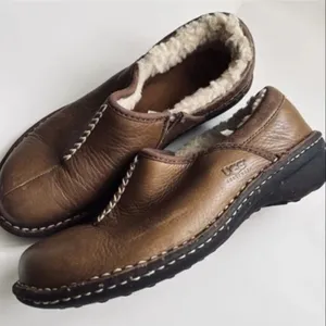 UGG Bettey 1928 Shearling Lined Brown Leather Tan Slip-On Shoes Size 7 thumbnail 7