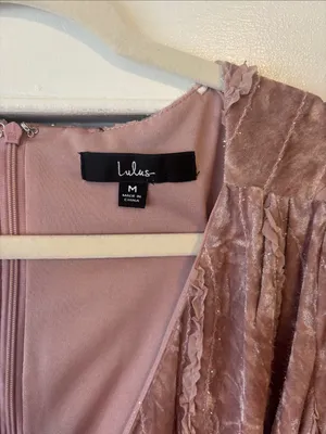 Lulu's Dusty Pink Velvet Wrap-Front Long Sleeve Dress thumbnail 4