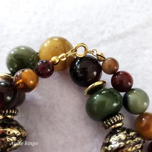 Vintage Multicolor Beaded Necklace Classic Retro Jewelry thumbnail 3