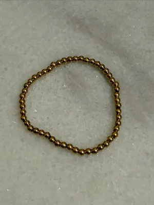 Gold Beaded Stretch Bracelet - Women Layering Jewelry New thumbnail 3