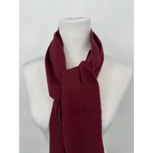 100% Cashmere‎ Scarf Mens Womens One Size Maroon Fringe Made in Scotland FLAWED thumbnail 2