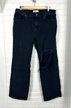 Abercrombie & Fitch Washed Black The 90s Relaxed Jean High Rise Size 14/32 thumbnail 1