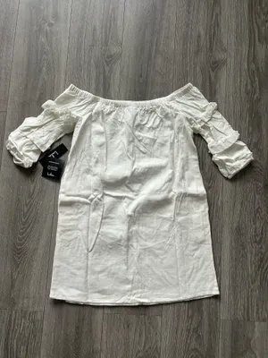 New Lulus By the Pier White Off-the-Shoulder Mini Dress MSRP $49 thumbnail 4