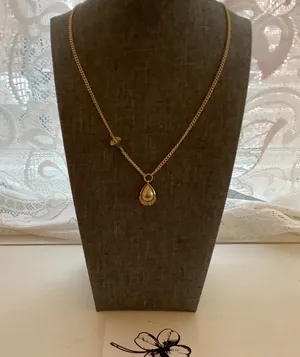Handmade Sparkle gold earth tone pearl necklace thumbnail 1