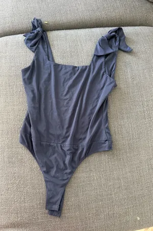 Pants Store Navy Bodysuit with tie shoulder thumbnail 1