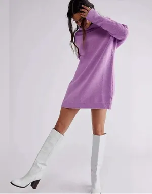 Free People Ottoman Oversized Slouchy Sweater Cowl Neck Purple Women’s Large thumbnail 1