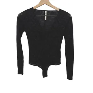 INTIMATELY FREE PEOPLE Women's Size XS Black V Neck Lace Bodysuit Top Vampy Goth thumbnail 3