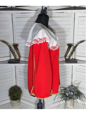 Vintage red musketeer costume top lace gold cross court jester ren fair cosplay thumbnail 3