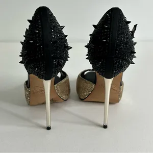 Sam Edelman Scarlett Black‎ and Gold Heels Size 7.5 thumbnail 5