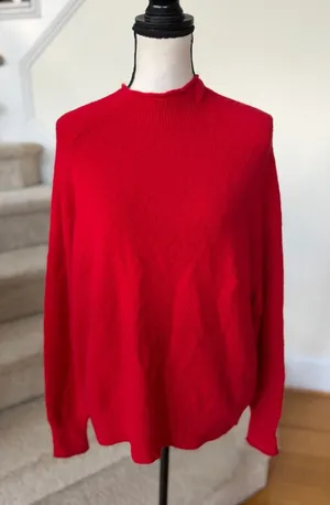 J.Crew Red Merino Wool Blend Roll Neck Long Sleeve Sweater thumbnail 1
