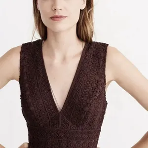Abercrombie & Fitch Lace Crochet V-Neck Skater Dress Burgundy Mini Dark Romantic thumbnail 1