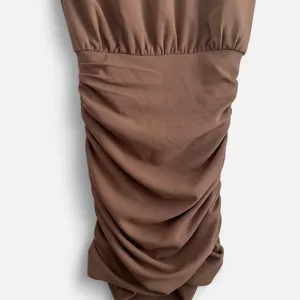 Abercrombie & Fitch Taupe Ruched Mini Dress – Bodycon Short Sleeve Neutral xs thumbnail 7