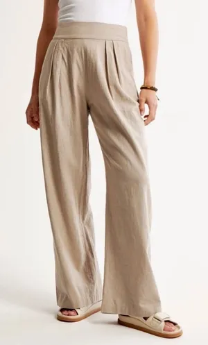 Abercrombie & Fitch Sloane Linen-Blend Tailored Wide Leg Pants thumbnail 1