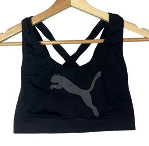 Puma Black Logo Cross Back‎ Athletic Sports Bra S thumbnail 1