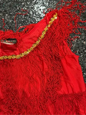 Charades Women’s Adult XL Red Solid Fringe Flapper Costume Dress thumbnail 3