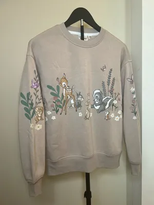 Disney Bambi Sweatshirt XXS Tan‎ Thumper Flower Graphic Crewneck thumbnail 3