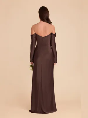 BIRDY GREY Maya Dress In Matte Satin Espresso thumbnail 3