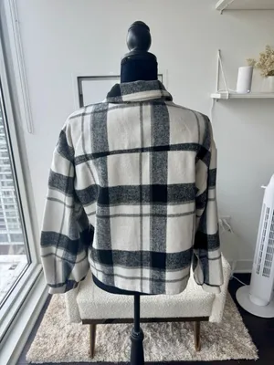 Akira Women's Black White Plaid Wool Blend Short Jacket Size L NWOT thumbnail 4