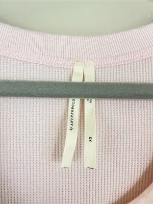By Anthropologie Light Pink Long-Sleeve Waffle‎ Button-Front Crop Top Size XS thumbnail 5