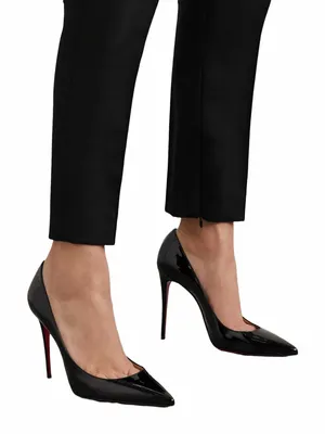 Christian Louboutin Kate 100 Patent Leather Pointed Toe Pump Black Size 36 thumbnail 1
