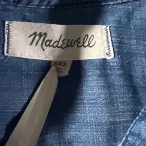 Madewell Shirt Dress Womens XXS Blue‎ Cotton Lyocell Denim Drop Hem Button Front thumbnail 3