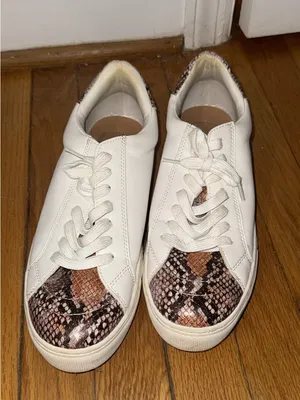 Universal Thread Women's White Sneakers with Brown Snake Print Toe thumbnail 1