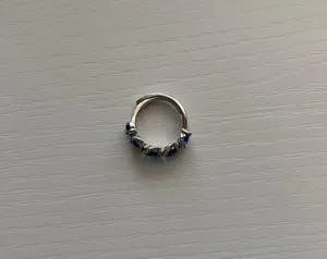 18K White Gold Plated Adjustable Blue Crystsl Sapphire Ring for Women thumbnail 3