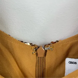 ASOS Bronze Copper Metallic Sequin Scoop Shimmer Sparkly Mini Dress women 14 new thumbnail 9