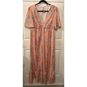 NWOT SHEIN Curve Paisley Boho Wide Leg Jumpsuit Maxi Plus Size Romper , 1XL thumbnail 2
