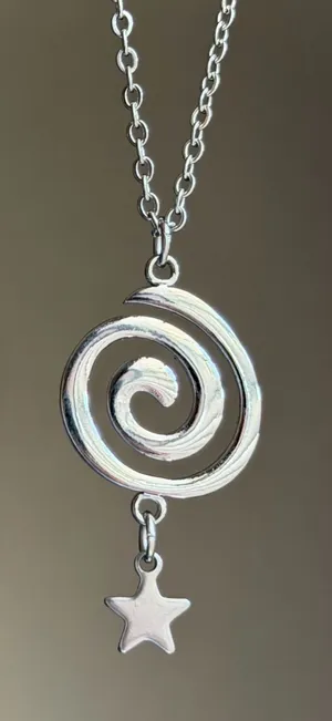 Handmade fully stainless steel spiral swirl uzumaki funky boho grunge style necklace🌀 thumbnail 1