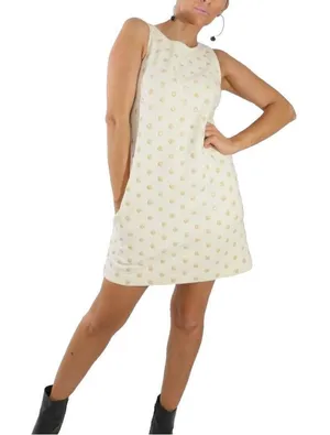 Juicy‎ Couture Dress Women's Small Beige Stretch Polka Dot Studded Mod Sheath thumbnail 1