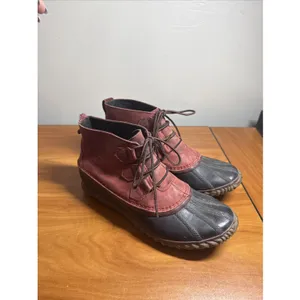 Sorel Out N About Duck Boots Womens Size 10 Red Leather Casual Lace Up Ankle thumbnail 4