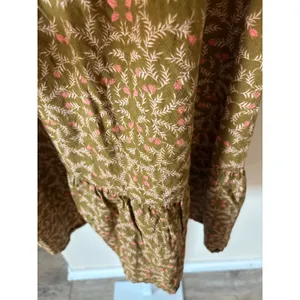 Universal Threads Olive Green Floral Smocked Back Mini Dress Long Sleeve Large thumbnail 4