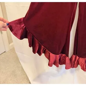 Betsey Johnson Velvet Flare-Leg Jumpsuit Burgundy Red Women's sz. 8 thumbnail 9