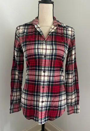 Ralph Lauren Tartan Plaid Shirt sz 2 Suede Elbow Patches Equestrian Preppy Cabin thumbnail 1