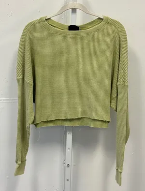 Out From Under Urban Outfitters Waffle Knit Cropped Thermal Top Sweatshirt Med thumbnail 1