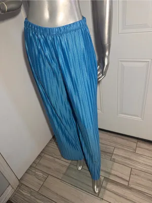 FRNCH Nouma Blue Pleated Wide Leg Pants Size M NWT Parisian Plisse Satin Trouser thumbnail 6